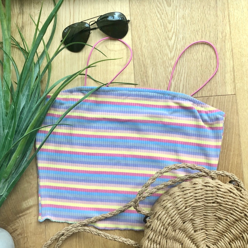 Stripped ribbed Crop Tank Top - S